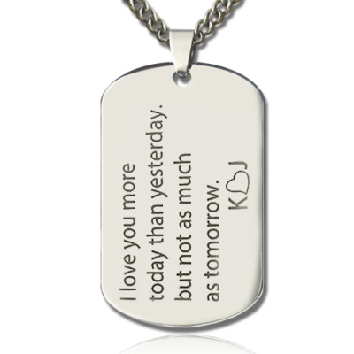 Solid Gold Love Song Dog Tag Name Necklace