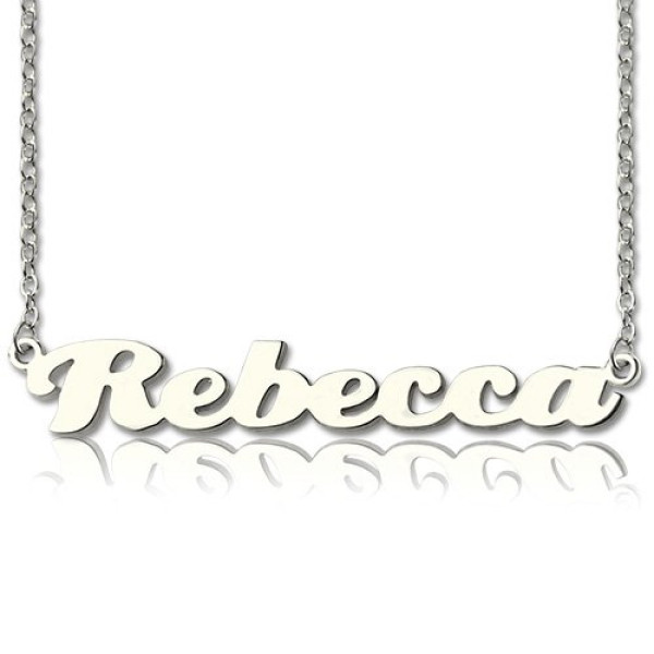 Personalised 18CT White Gold Puff Font Namplate Necklace