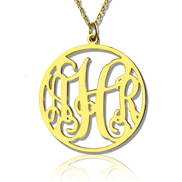 18CT Gold Circle Monogram Necklace