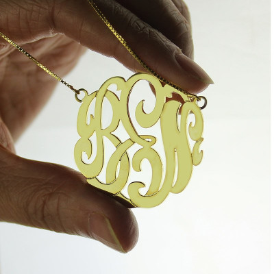 18CT Gold Large Monogram Necklace Hand-painted