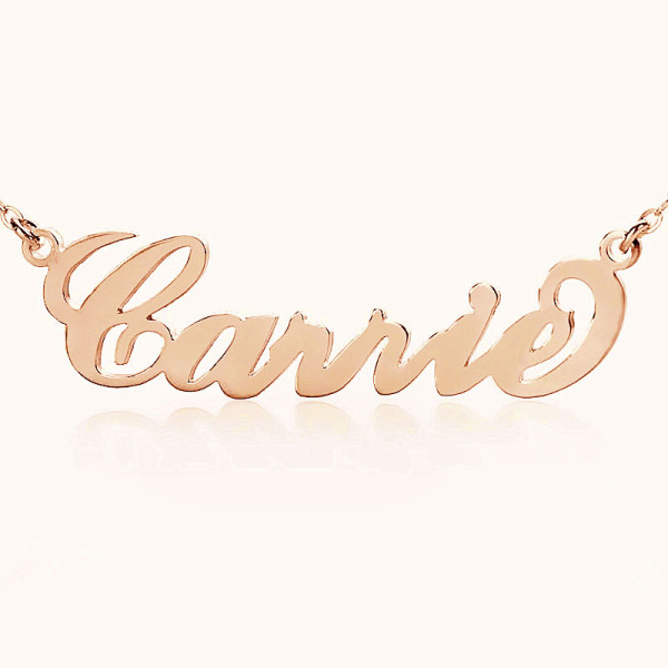 Personalised Carrie Name Necklace 18CT Solid Rose Gold