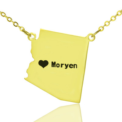 Custom Arizona State Shaped Necklaces - Solid Gold