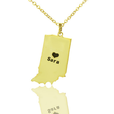 Custom Indiana State Shaped Necklaces - Solid Gold