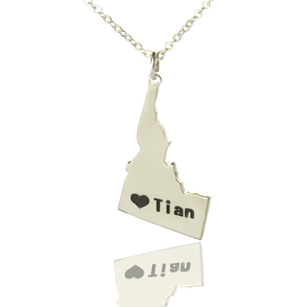 Solid Gold The Idaho State USA Map Name Necklace