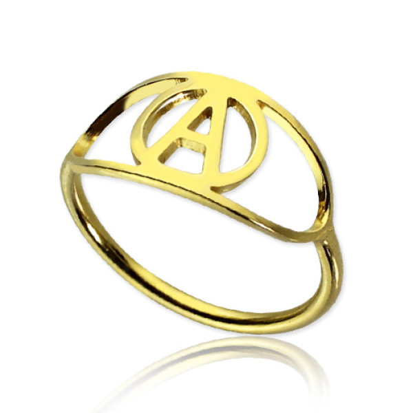 Personalised Eye Rings with Initial - 18CT Gold