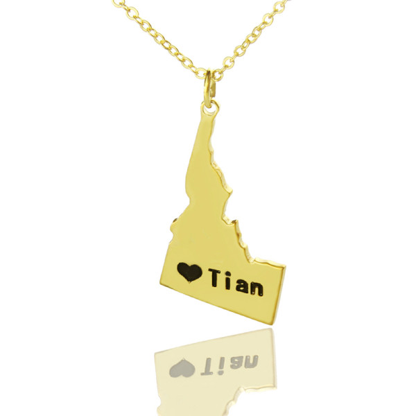 The Idaho State USA Map Necklace - Solid Gold