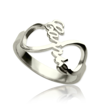 Infinity Nameplate Solid White Gold Ring