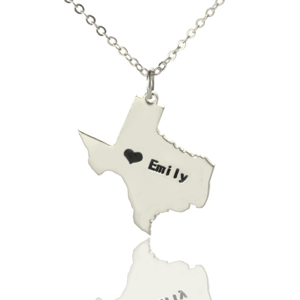 Solid Gold Texas State USA Map Name Necklace