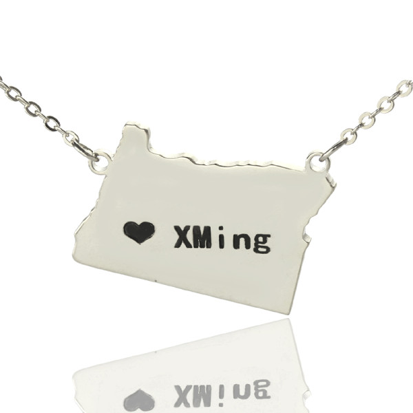 Solid Gold Custom Oregon State USA Map Name Necklace
