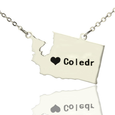 Solid Gold Washington State USA Map Name Necklace