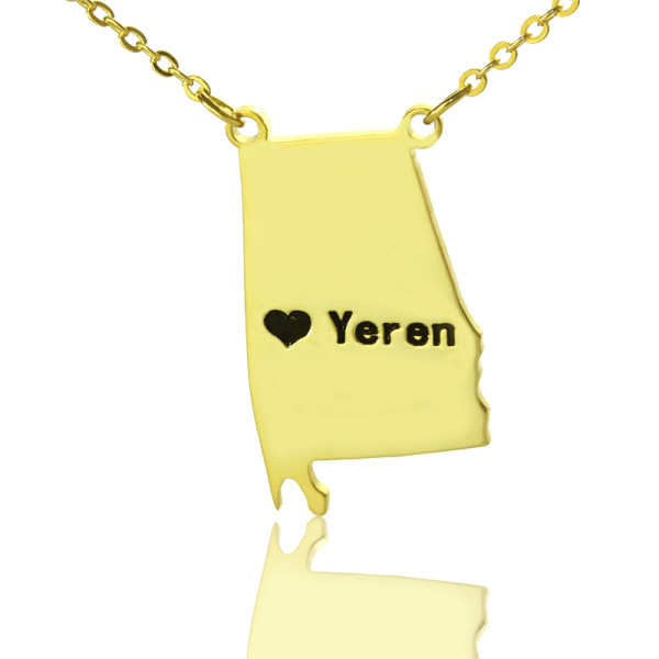 State USA Map Name Necklace Gold