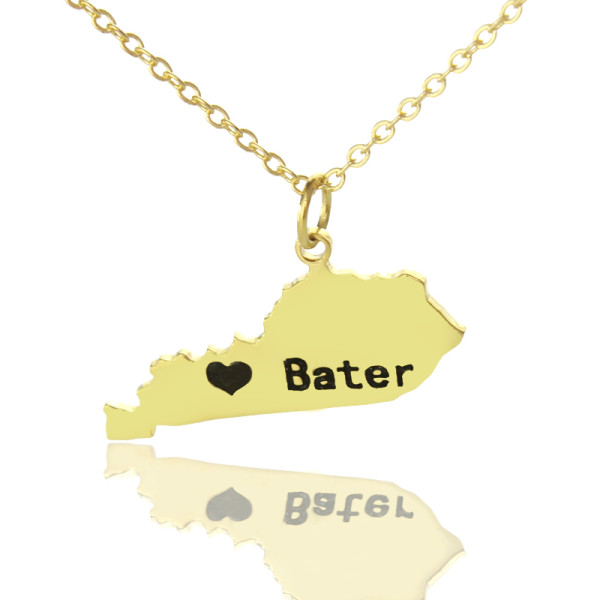 Custom Kentucky State Shaped Necklaces - Solid Gold