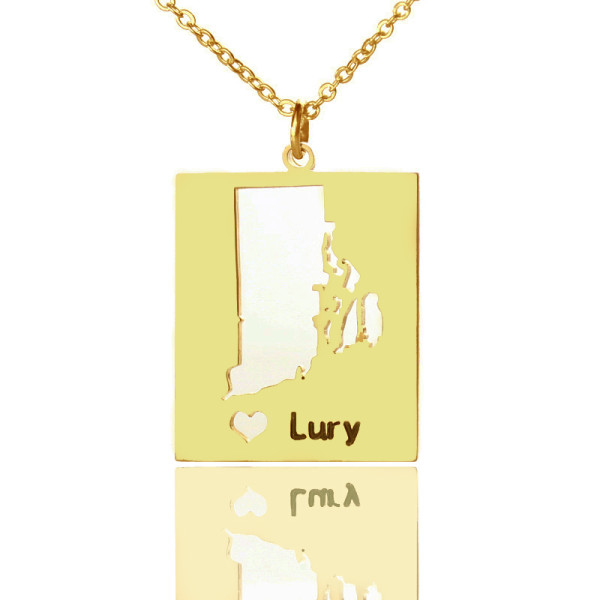 Personalised Rhode State Dog Tag - Solid Gold