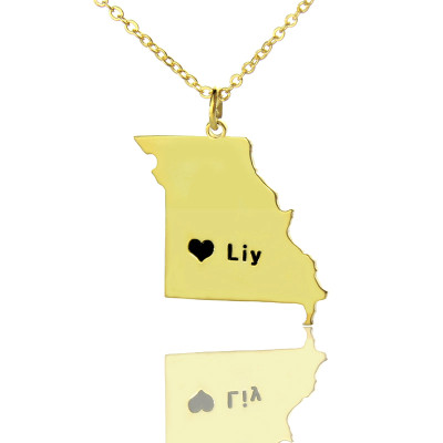 Custom Missouri State Shaped Necklaces - Solid Gold