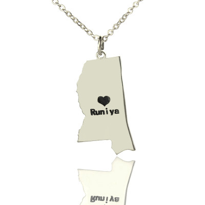 Solid Gold Mississippi State Shaped Name Necklace s