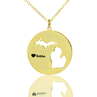 Custom Michigan Disc State Necklaces - Solid Gold