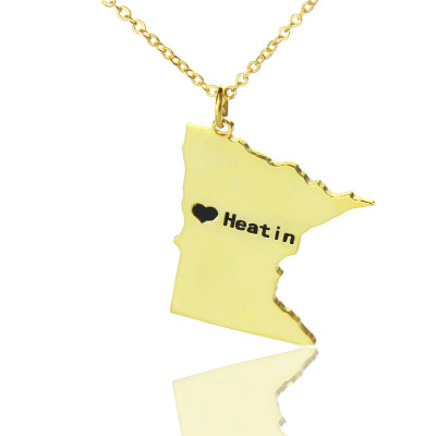 Custom Minnesota State Shaped Necklaces - Solid Gold