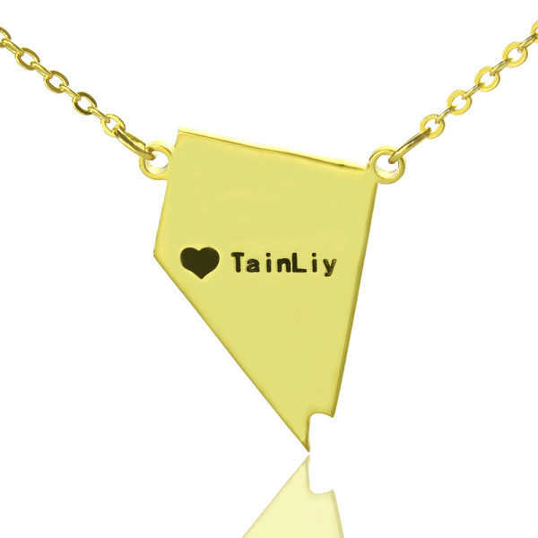 Custom Nevada State Shaped Necklaces - Solid Gold