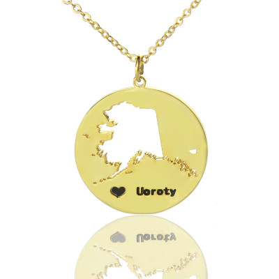 Custom Alaska Disc State Necklaces - Solid Gold