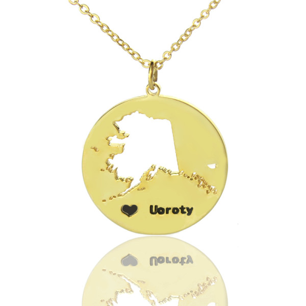 Custom Alaska Disc State Necklaces - Solid Gold