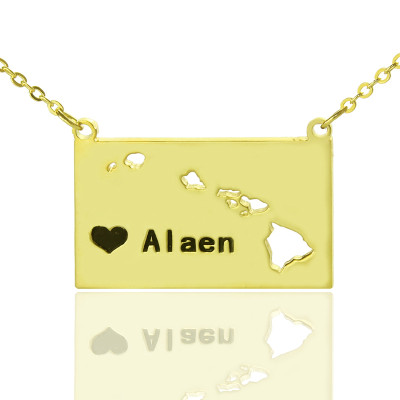 Custom Hawaii State Shaped Necklaces - Solid Gold