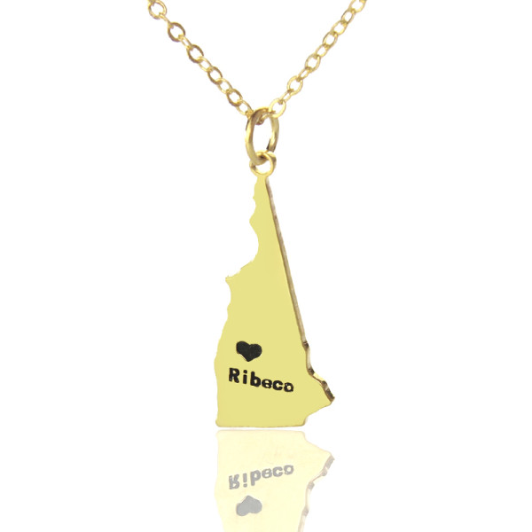 Custom New Hampshire State Shaped Necklaces - Gold