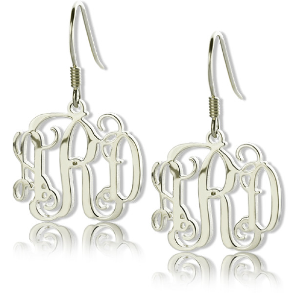 Personalised 18CT White Gold Monogram Earrings