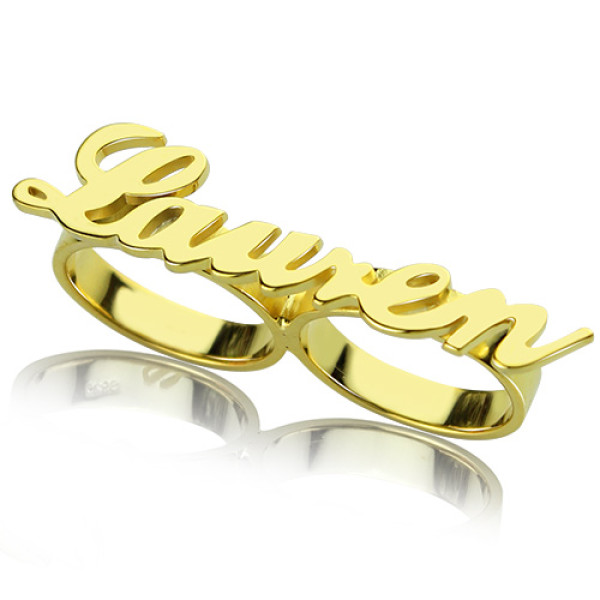 Custom Allegro Two Finger Nameplated Ring - 18CT Gold