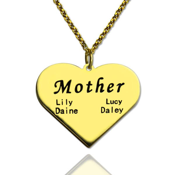 "Mother" Heart Family Names Necklace - 18CT Gold
