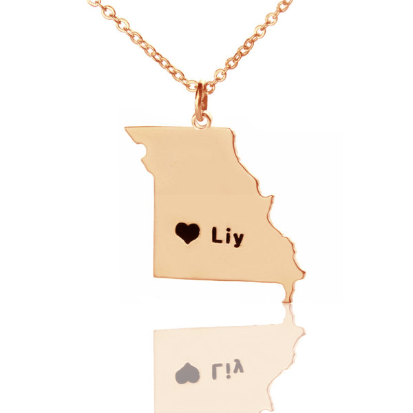 Custom Missouri State Shaped Necklaces - Rose Gold