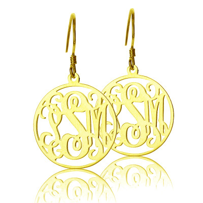18CT Gold Personalised Circle Monogram Earring