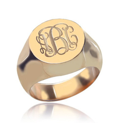 CIrcle Designs Signet Monogram Initial Ring Rose Gold