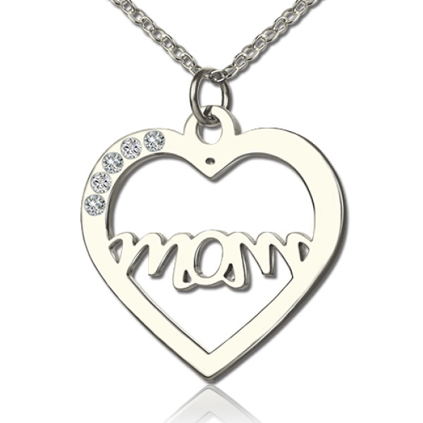 Solid Gold Mothers Birthstone Heart Necklace