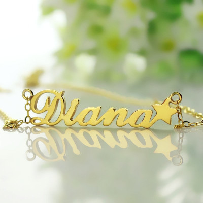 Solid Gold Custom Your Own Name Necklace "Carrie"