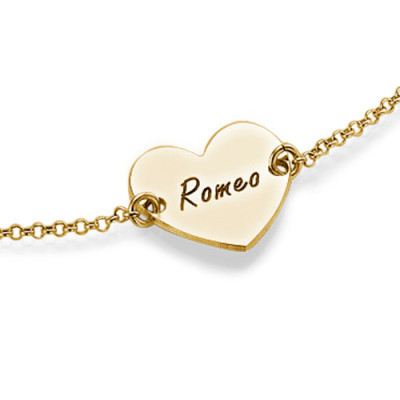18CT Gold Engraved Couples Heart Bracelet/Anklet
