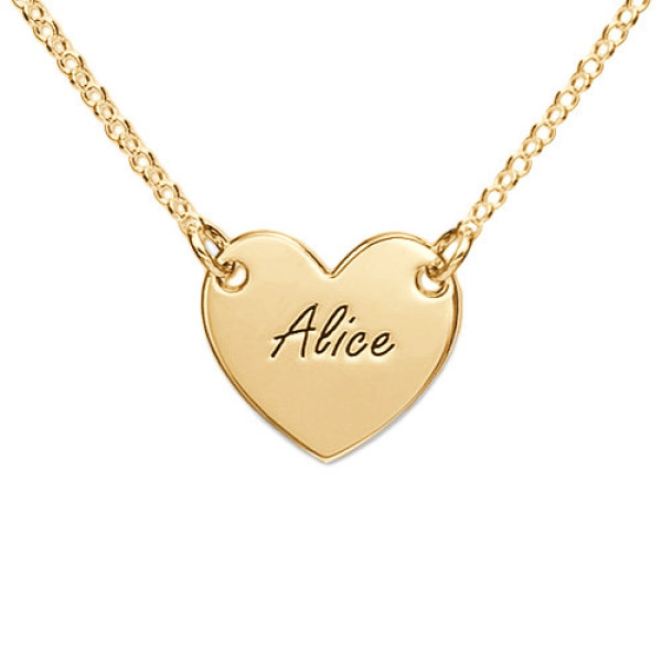 18CT Gold Heart Necklace with Engraving