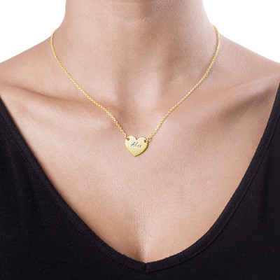 18CT Gold Heart Necklace with Engraving