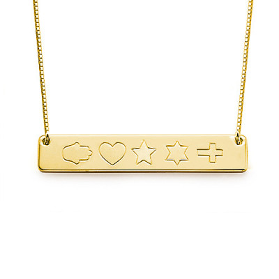 18CT Gold Icon Bar Necklace
