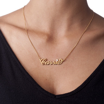 18CT Gold-Plated Carrie Swarovski Name Necklace