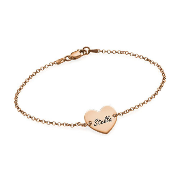 18CT Rose Gold Engraved Heart Couples Bracelet/Anklet