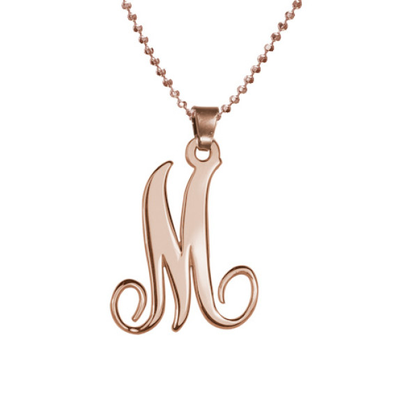 18CT Rose Gold Single Initial Necklace