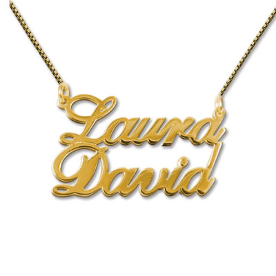 18CT Gold Two Names Pendant Necklace