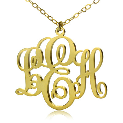 Personalised Vine Font Initial Monogram Necklace - 18CT Gold