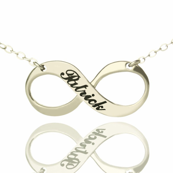 Solid Gold Engraved Name Infinity Necklace