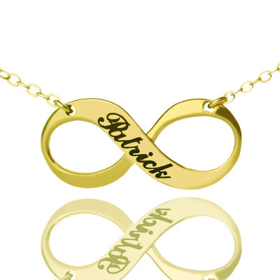 Infinity Symbol Jewellery Necklace Engraved Name - 18CT Gold