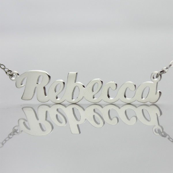 Personalised 18CT White Gold Puff Font Name Necklace