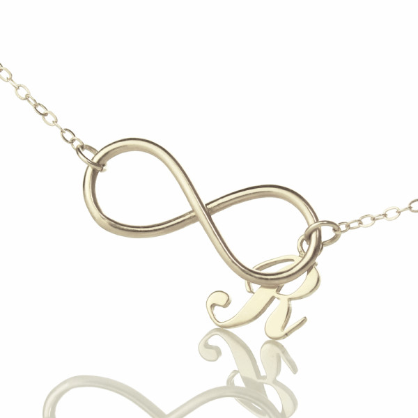 Solid Gold Infinity Name Necklace s with Initial Letter Charm