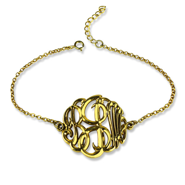 Personalised Monogrammed Bracelet Hand-painted - 18CT Gold