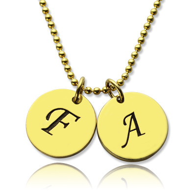 Personalised Initial Charm Discs Necklace - 18CT Gold