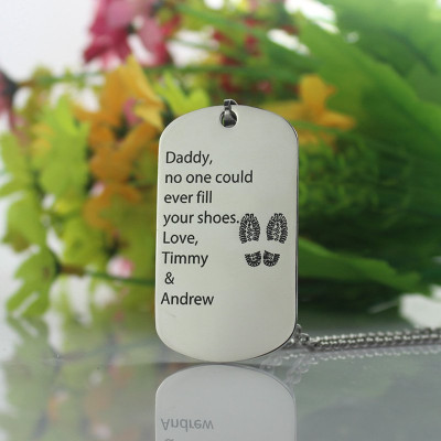 Solid Gold Father' Day Gift Dog Tag Name Necklace
